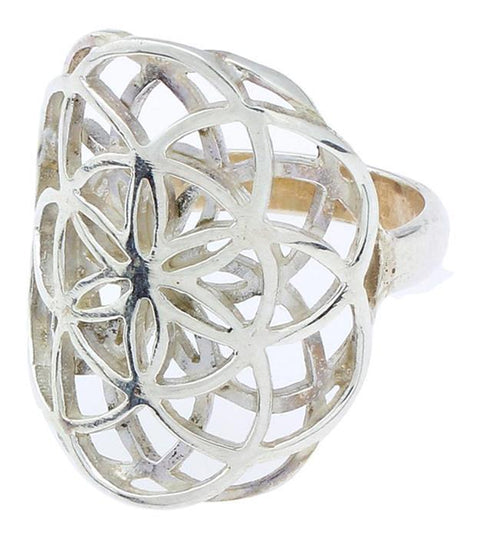 Ringe Blume des Lebens doppelt White Brass versilbert Silber Tribal Schmuck - chic - net.de
