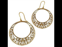 Load image into Gallery viewer, runde Ohrringe Messing antik golden Spiralen KreisTribal Ohrhänger - chic - net.de
