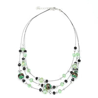 Load image into Gallery viewer, Schmuckset Kette Perlen grün schwarz Glasperlen Ohrringe grün Halskette Damen Schmuckdraht verstellbar ca 46 cm - chic - net.de
