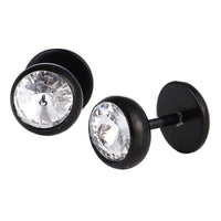 Cargar imagen en el visor de la galería, Schraubverschluss Fake Piercing Expander Edelstahl schwarz weißer Zirkonia Stein Ø 13 mm - chic - net.de
