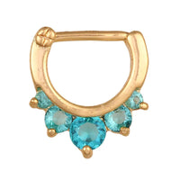 Load image into Gallery viewer, Septum Clicker Edelstahl goldfarben blau großer Zirkonia Stein - chic - net.de
