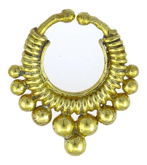 Septum Fake Piercing Nasenringe Kugeln Spiralfeder Messing goldfarben nickelfrei antik exotisch Ohrring - chic - net.de