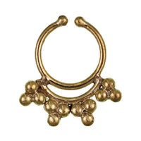 Load image into Gallery viewer, Septum Fake Piercing Nasenringe Linie Punktedreiecke Messing golden nickelfrei antik - chic - net.de
