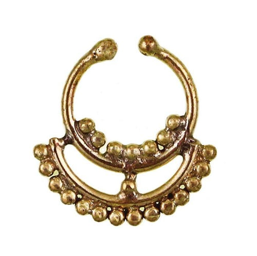 Septum Fake Piercing Nasenringe Punkte Halbkreis doppelt Messing golden nickelfrei antik - chic - net.de