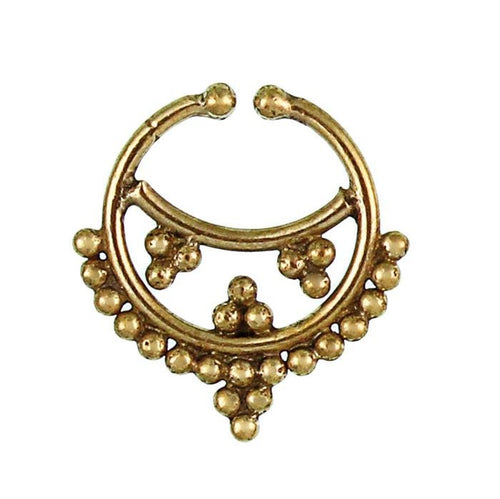 Septum Fake Piercing Nasenringe Punkte Sichel Spitzen Messing goldfarben nickelfrei antik Ohrring - chic - net.de