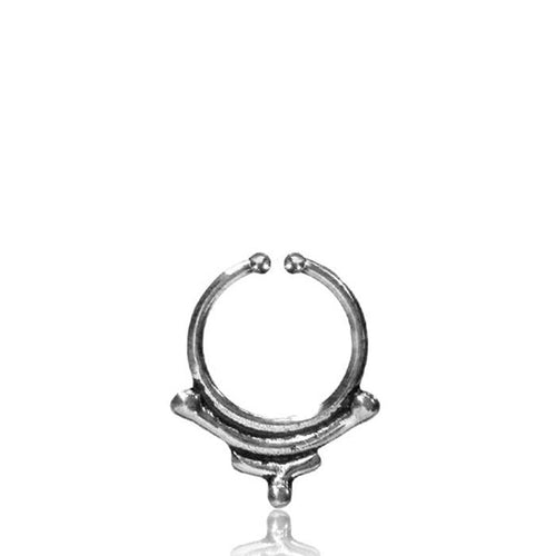Septum Fake Piercing Nasenringe zwei Bögen Kugeln Messing antik silbern - chic - net.de