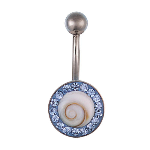 Shivaauge Bananen Piercing rund Glaskristall blau Bauchnabel 925er Silber Shiva Auge - chic - net.de