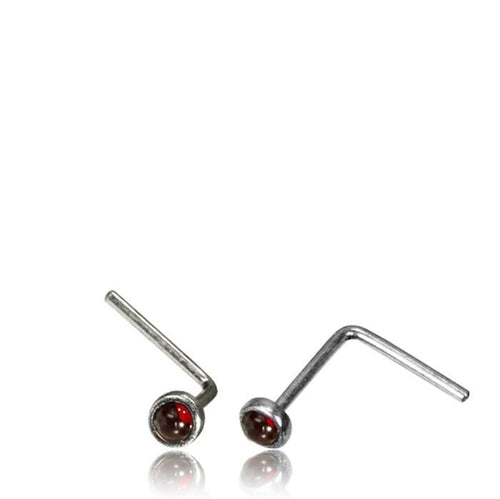 Silber Nasenstecker 0,8 mm Nostril Rubin rund L - Form Nasenpiercing - chic - net.de