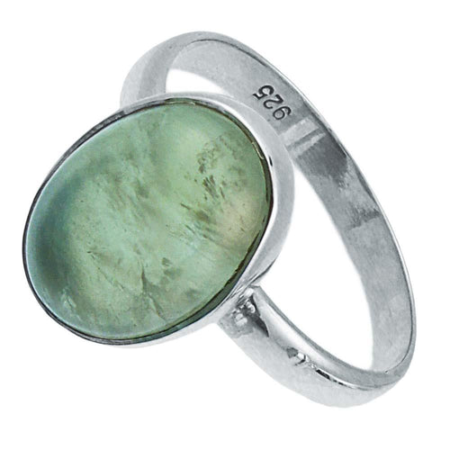 Silber Ring Prehnit 14 mm grün oval eingefasst 925 - chic - net.de