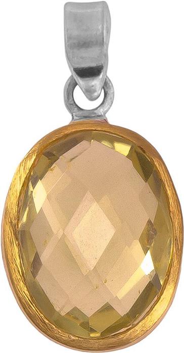 Silberanhänger oval Citrin facettiert vergoldet 925er Sterling Silber Stein gelb Anhänger - chic - net.de
