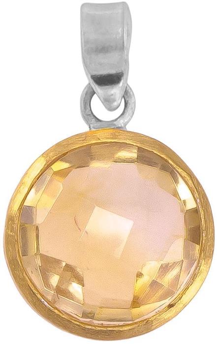 Silberanhänger rund Citrin facettiert vergoldet 925er Sterling Silber Stein gelb Anhänger - chic - net.de