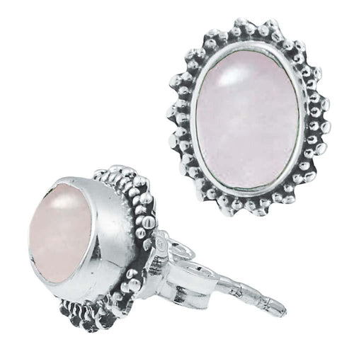 Silberohrstecker Mondstein oval 10 mm Punkte Spitzen Rand 925er Sterling Silber - chic - net.de
