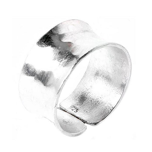 Silberring 10mm gehämmert gewölbt Schuppen offen Ring - chic - net.de