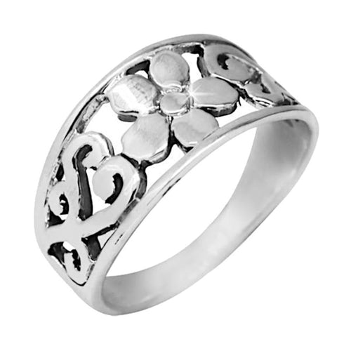 Silberring Blume spiralig 925er Sterling Silber Ring - chic - net.de