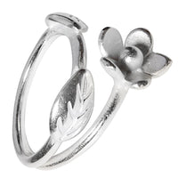 Load image into Gallery viewer, Silberring Blume zwei Blätter weiß 925 Sterling Silber - chic - net.de
