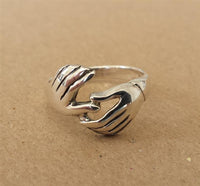 Cargar imagen en el visor de la galería, Silberring glänzend dunkel oxidiert zwei Hände Ring 925er Sterling Silber Damen Schmuck Ringe - chic - net.de
