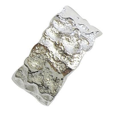Silberringe gehämmert glänzend Rand ungleichmäßig Ring 925er Sterling Silber Damen Designer Schmuck - chic - net.de