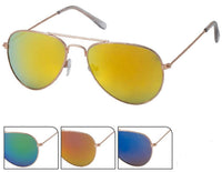 Load image into Gallery viewer, Sonnenbrille Pilotenbrille 400 UV Metall golden verspiegelt transparente Kappen - chic - net.de
