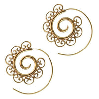 Cargar imagen en el visor de la galería, Spiralen Ohrringe antik golden Messing mit verschlungenen Verzierungen Tribal - chic - net.de
