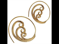 Cargar imagen en el visor de la galería, Spiralen Ohrringe Brass Punkte drei Spiralen antik golden Tribal Piercing - chic - net.de
