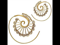 Load image into Gallery viewer, Spiralen Ohrringe Brass spiralig Stäbe antik golden Tribal Piercing - chic - net.de
