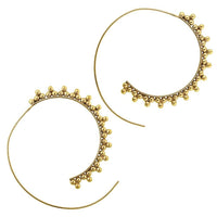 Cargar imagen en el visor de la galería, Spiralen Ohrringe groß antik golden Messing mit kleinen Kugeln als Verzierungen - chic - net.de
