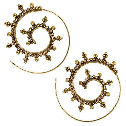 Spiralen Ohrringe Kugeln Kreuze Messing Brass antik golden nickelfrei Piercing Tribal - chic - net.de