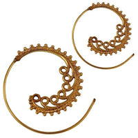 Load image into Gallery viewer, Spiralen Ohrringe Punkte Dreiecke Brass antik golden Wellen Tribal Piercing - chic - net.de
