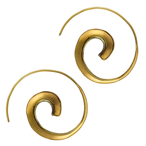 Spiralen Ohrringe Rinne breiter Messing antik golden nickelfrei Schmuck Piercing Tribal Brass - chic - net.de