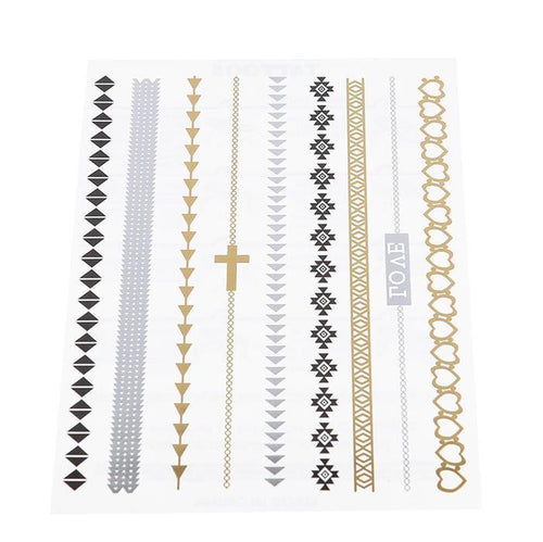 Tattoo golden silbern temporär Klebetattoos schwarz Ketten Kreuz Love Tattoos Motivbogen - chic - net.de