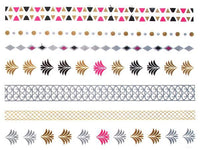 Load image into Gallery viewer, Tattoo golden silbern temporär Motivbogen Klebetattoos rosa Farn Ketten Schmuck Tattoos - chic - net.de
