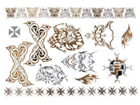 Load image into Gallery viewer, Tattoo golden silbern temporär Motivbogen Klebetattoos Skull Joker Schmuck Tattoos - chic - net.de
