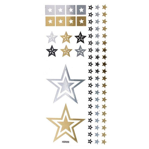 Tattoo Motivbogen golden silbern schwarz temporär Klebetattoos Sterne Schmuck Tattoos - chic - net.de