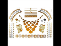 Load image into Gallery viewer, Tattoo Motivbogen golden silbern temporär Kette Schmetterling Klebetattoos Schmuck Tattoos - chic - net.de
