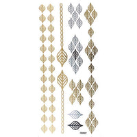 Load image into Gallery viewer, Tattoo Motivbogen golden silbern temporär Klebetattoos Blätter Schmuck Tattoos - chic - net.de

