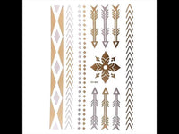 Cargar imagen en el visor de la galería, Tattoo Motivbogen golden silbern temporär Klebetattoos Blume Pfeile Schmuck Tattoos - chic - net.de

