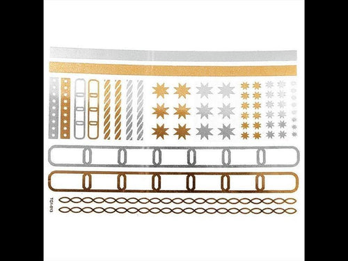 Tattoo Motivbogen golden silbern temporär Klebetattoos Sterne Seile Schmuck Tattoos - chic - net.de