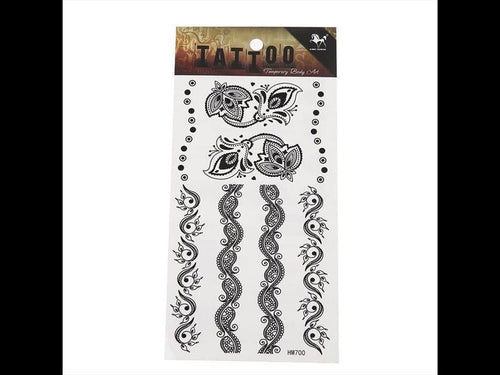 Tattoo schwarz Schnörkel Blumen Ranken länglich Armband Handgelenk temporär Klebetattoos - chic - net.de