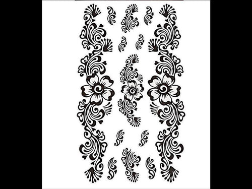 Tattoo schwarz Tribal geschwungen Linien Blume groß klein Finger Handgelenk temporär Klebetattoos - chic - net.de
