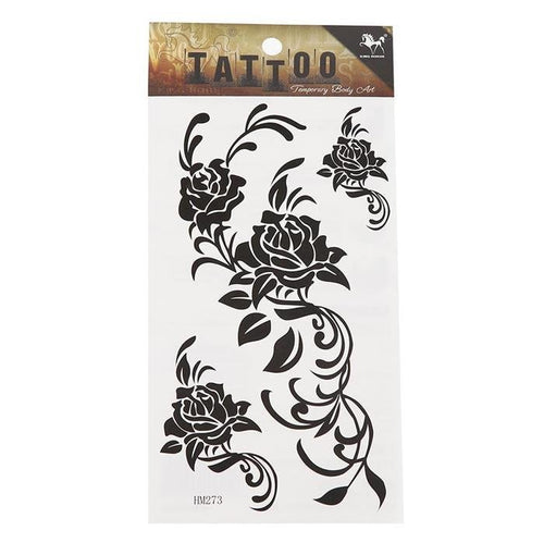 Tattoo schwarz Tribal Rosen Blüten Ranken temporär Klebetattoos - chic - net.de