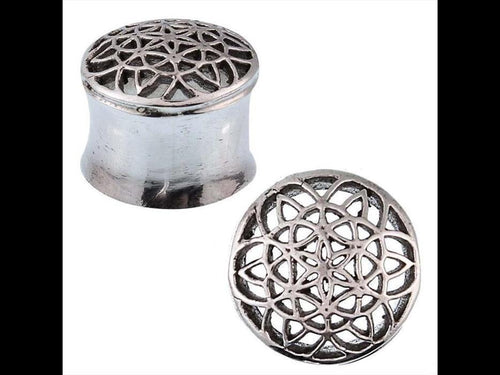Silbertunnel Blume des Lebens 925 Sterling Silber Tunnel Plug Organic Expander