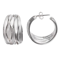 Load image into Gallery viewer, Silberohrstecker Creolen Rillen weiß 925er Sterling Silber Ohrstecker Damen Schmuck Ohrringe

