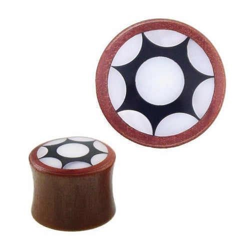 Sabaholz Plug Stern hohl Inlay Resin schwarz weiß schillernd Shell Tunnel Tribal Expander