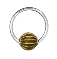 Cargar imagen en el visor de la galería, Universal Piercing Kugel Ring Edelstahl Brass Streifen - chic - net.de
