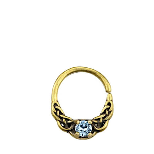 Universal Piercing Ring Brass Aqua Kristall Knoten celtic - chic - net.de