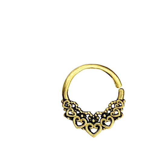 Universal Piercing Ring Brass Herz Bögen Punkte gold - chic - net.de