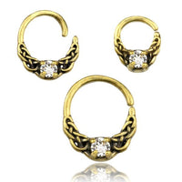 Load image into Gallery viewer, Universal Piercing Ring Brass klar Kristall Knoten celtic - chic - net.de
