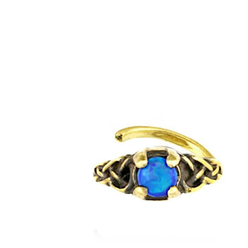Universal Piercing Ring Brass Knoten celtic Opal blau - chic - net.de