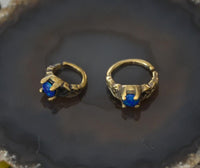 Load image into Gallery viewer, Universal Piercing Ring Brass Knoten celtic Opal blau - chic - net.de
