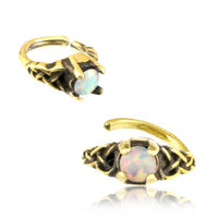 Load image into Gallery viewer, Universal Piercing Ring Brass Knoten celtic Opal weiß - chic - net.de
